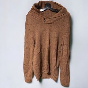 GRAYSON & DUNN mens v neck wool Shawl Collar Pullover Sweater Tan Brown Mens M